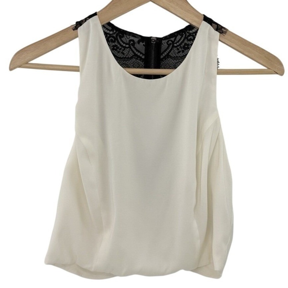 Express Women's Off White Crop Top Laced‎ Back Back Zipper Sz Sm Clubwear
